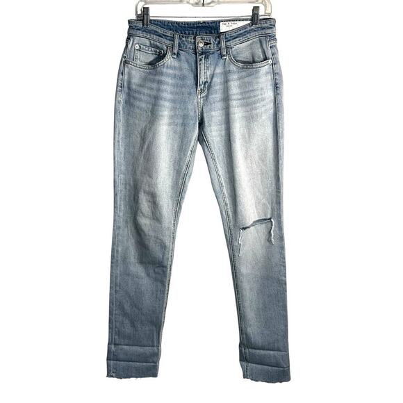 Rag & Bone Dre Low-Rise Slim Boyfriend Jeans Size 26 Whitehaven Distressed - Picture 2 of 9